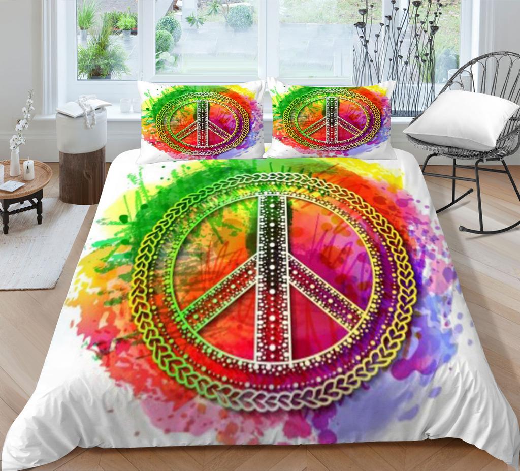 Geometric Shape Quilt Cover Pillowcase Two Three Piece Set Polyester Home Textile Kit 3D Digital Printing