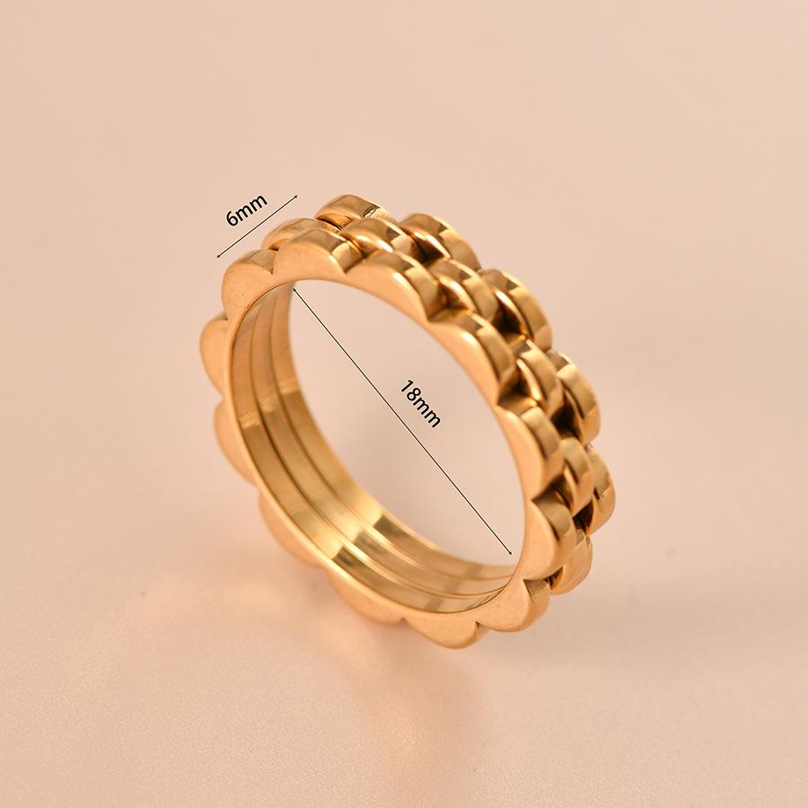 European and American 18K titanium steel ring personalized watch strap men's ring titanium steel non-fading gear ring jewelry