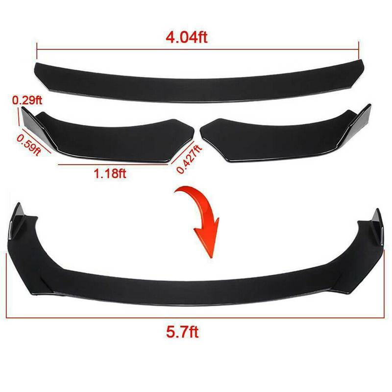 Hochwertige Autoteile Universeller Frontstoßstangen Splitter Lippe Spoiler Diffusor Body Kit Schwarze Winglets Seitenschweller Verlängerung Schutz