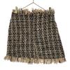 unused epine check tweed Mini skirt M Beige x black Fringe tagged Women Used