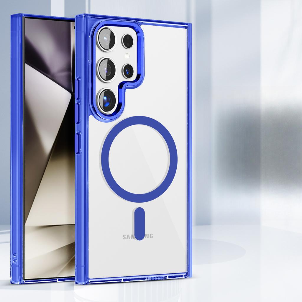 The Samsung S25Ultra Ice Color Transparent Magnetic Charging Phone Case Is Compatible with The S24FE Shockproof A16 Foreign Trade Protective Case