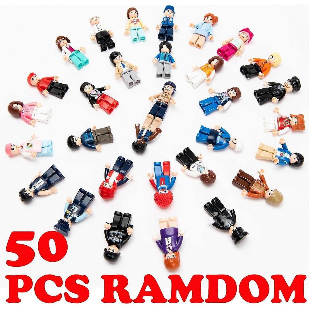 50 PCS Ramdom Minifigures, Mini Figure Toy, Building MINIFIG People, Action Figure, Mystery Pack (Random 50 Minifig Included)