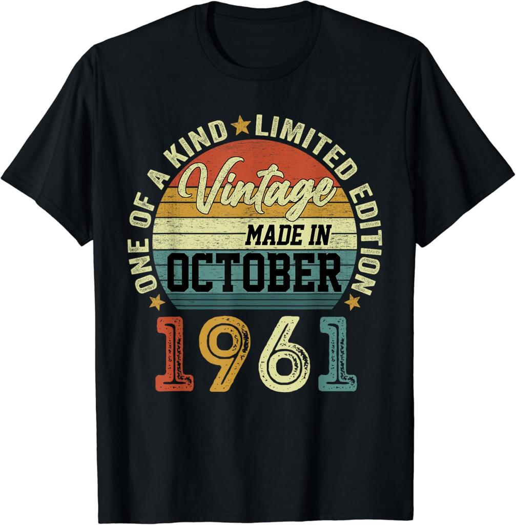 Vintage 63 Year Old Gifts Unisex October 1961 63th Birthday Tshirt Funny Gift Clothes Unisex Clothing Tops Graphic T Shirts Camisas