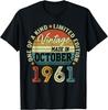 Vintage 63 Year Old Gifts Unisex October 1961 63th Birthday Tshirt Funny Gift Clothes Unisex Clothing Tops Graphic T Shirts Camisas