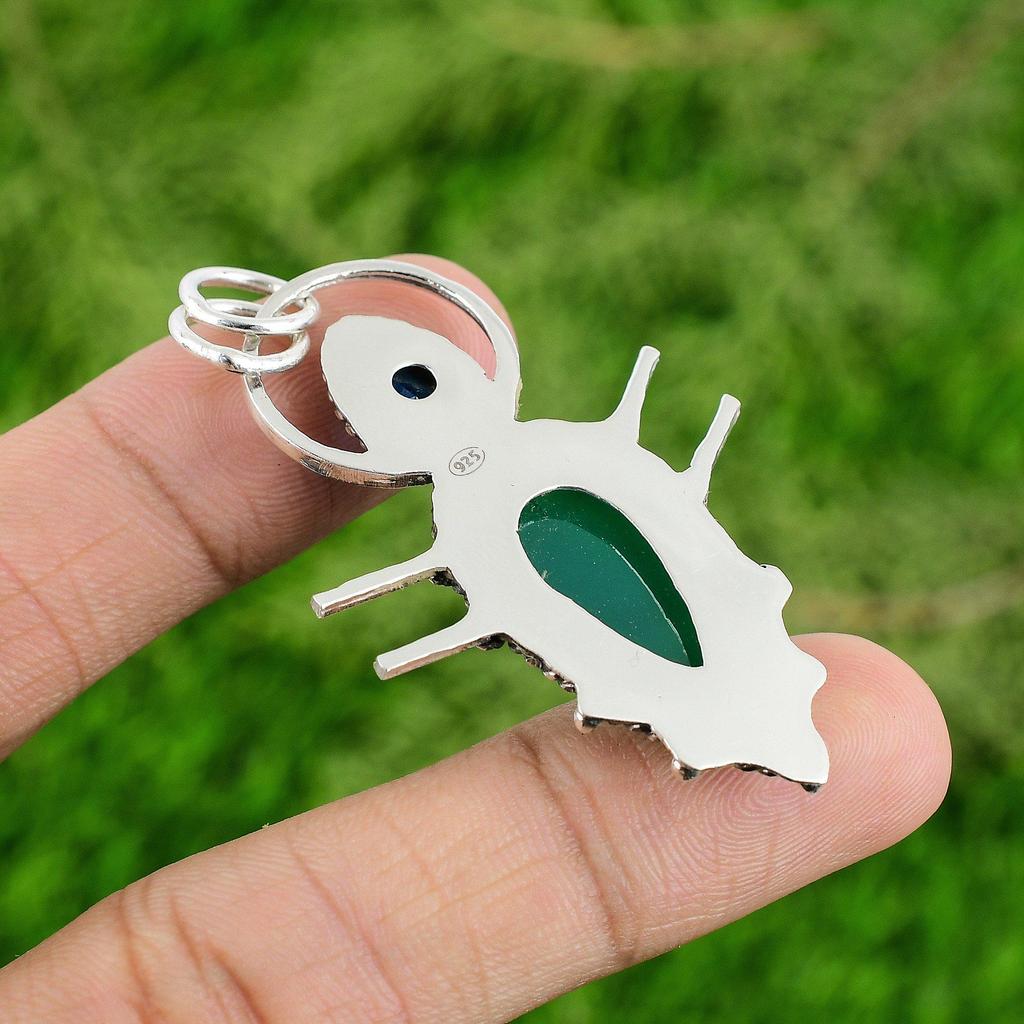 Anniversary Gift For Her Natural Green Onyx Gemstone Pendant 925 Sterling Silver