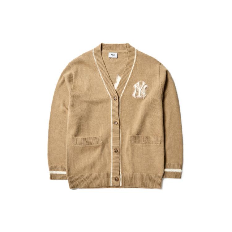 MLB New York Yankees Sweaters Unisex Camel V neck Moderate Cardigan 3AKT00114-50SAS XXL