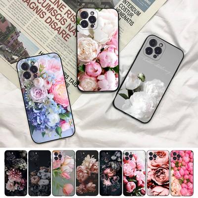 Pouzdro na mobil Flower Pink Peonies Pivoňka pro Iphone 8 7 6 6s Plus X Se 2020 Xr Xs 14 11 12 13 Mini Pro Max