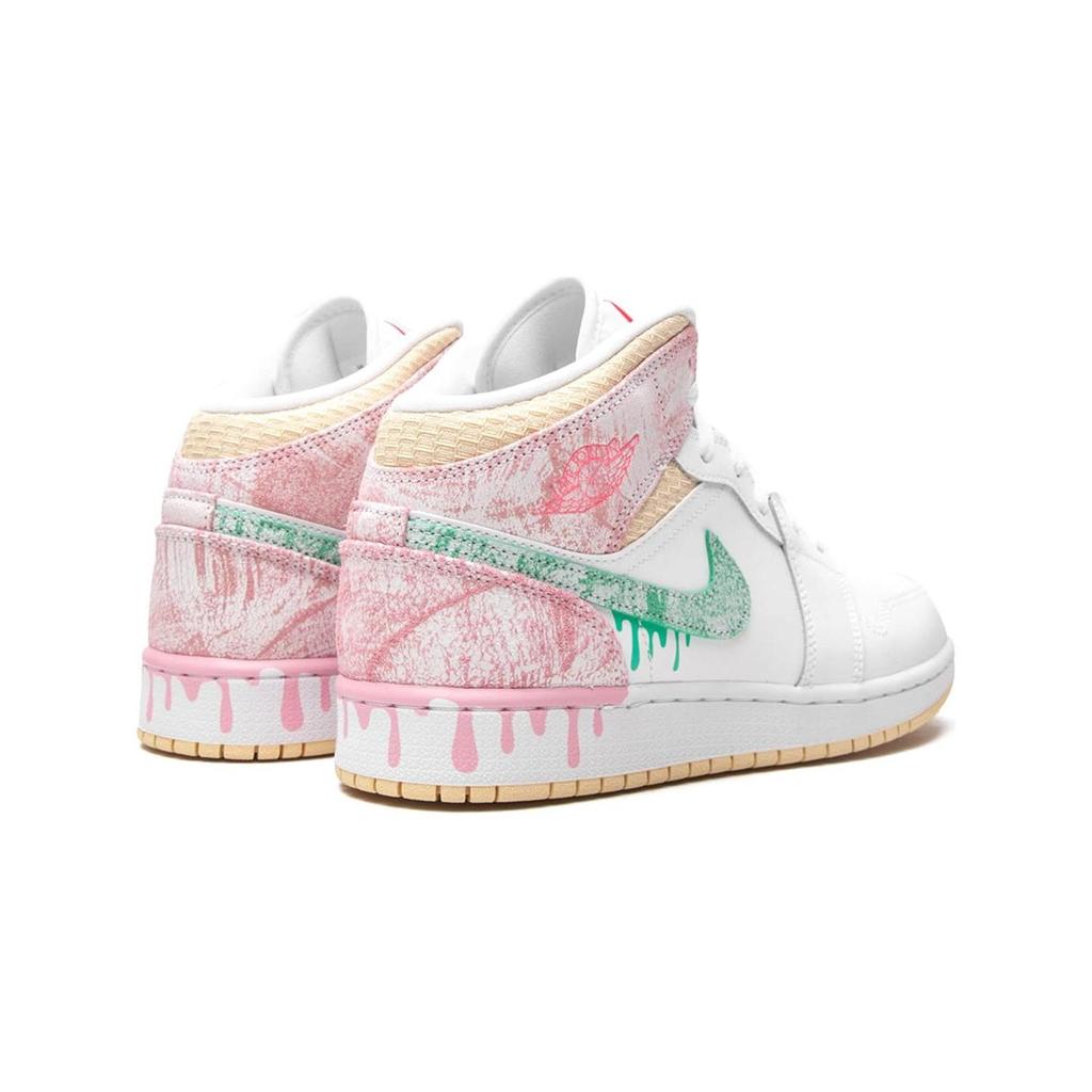 Zapatillas Air Jordan 1 Mid SE PS Ice Cream para niños, color blanco Arctic-Punch, vainilla pálido, DD1667-100