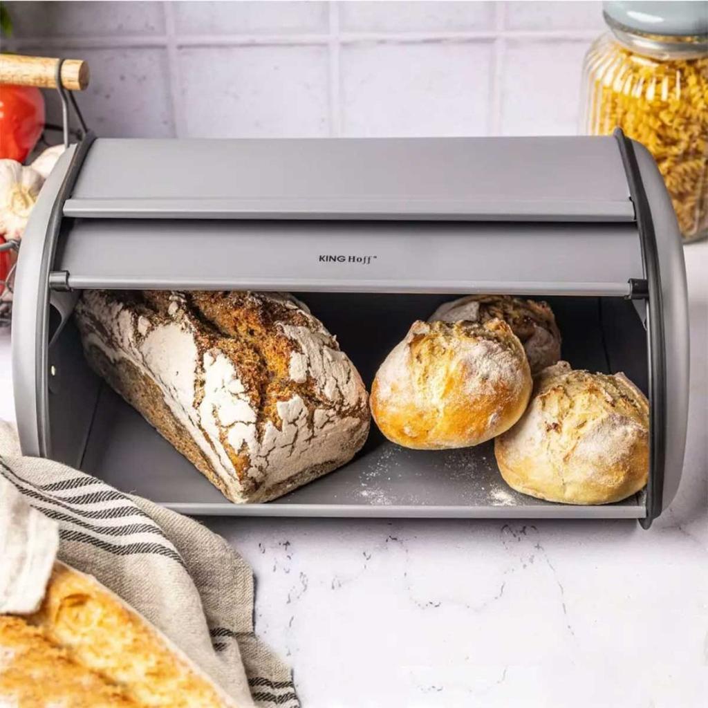 Boîte à pain en acier kinghoff kh-1863 grise