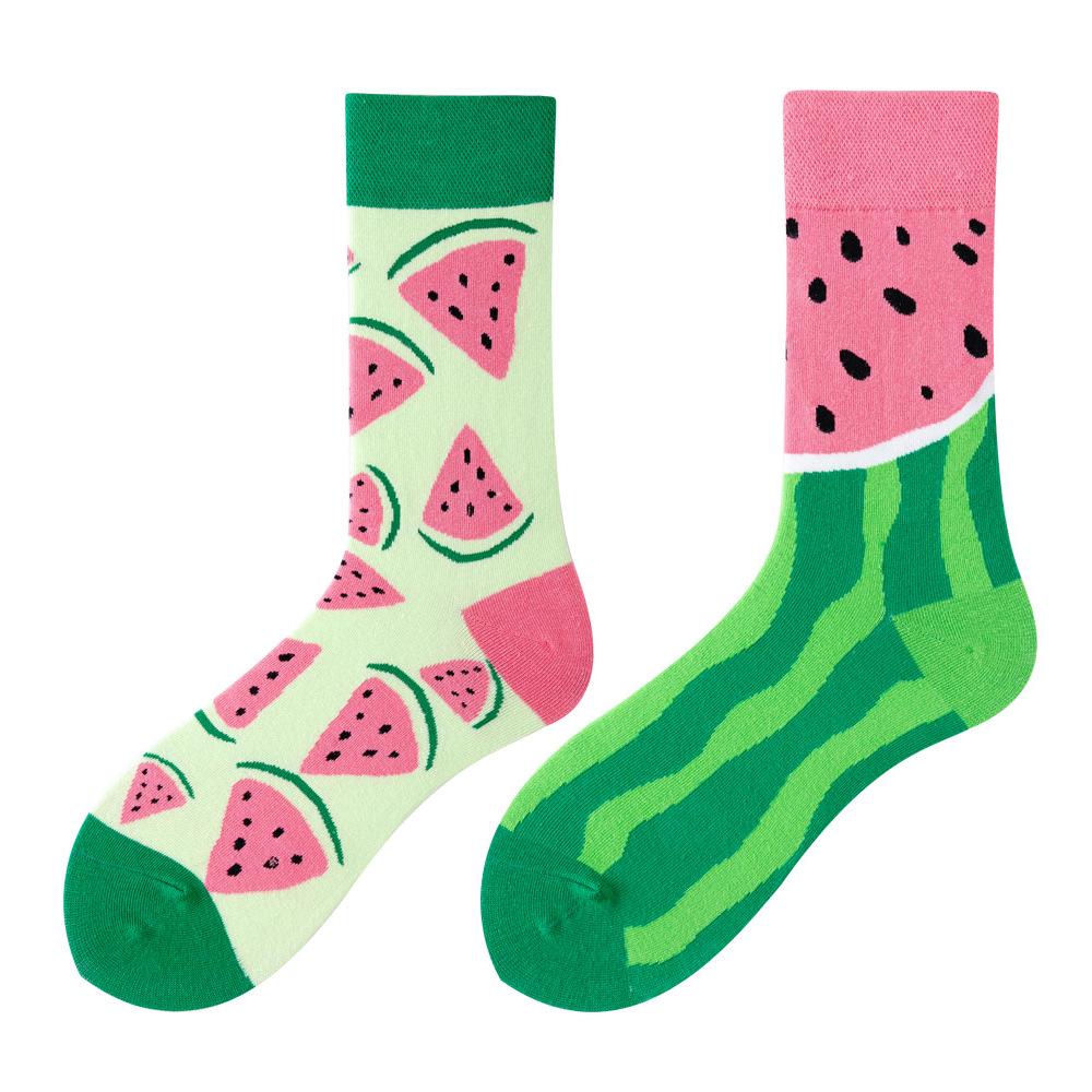 Asymmetric Colorful Christmas Cotton Socks for Couples