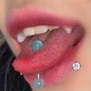 1PC Round Amethyst Tiger-eye Stone Tongue Ring 316L Surgical Steel Punk Tongue Barbell Studs 14G Tongue Piercing Body Jewelry