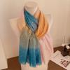 Gold Plated Star River Color Blocked Cotton and Hemp Scarf for Women Breathable and Fashionable Shawl Thin Edition