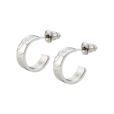 Little Twin Stars Sanrio Characters Stainless Steel Earrings Half Hoop Both [White Clover] (2 Pieces/for Ears) SAST-P008SV