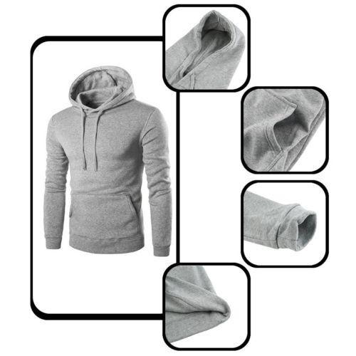 

Männer Schweiß Kapuzenpulli Hemd Lockere Jacke Mantel Oben Hoody Sport LightGrey,L