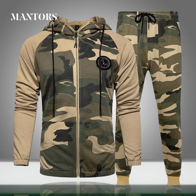 Buy Men Sets Camouflage Casual Tracksuit Spring Camo Jacket+Pants Sets