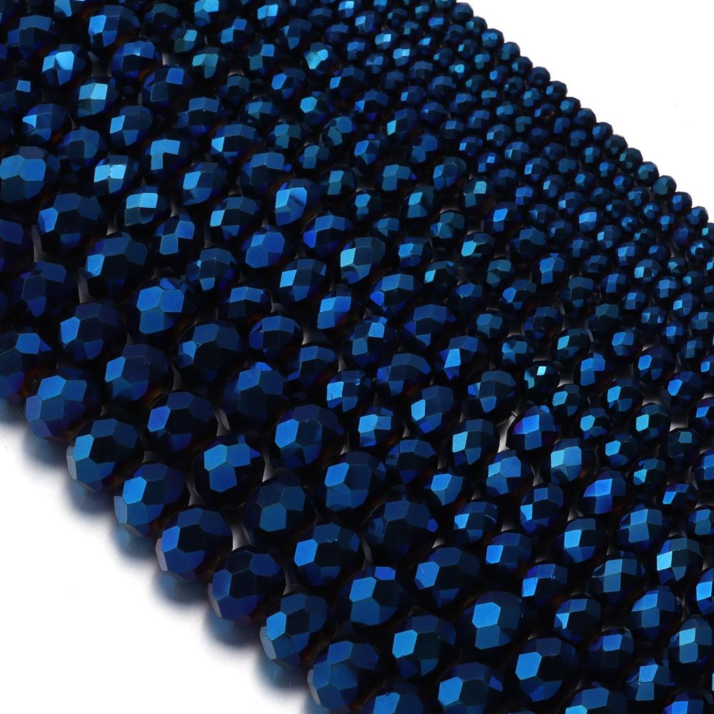 3 4 6 8 10mm Sapphire Faceted Crystal Beads Glass Spacer Beads For Jewelry Making DIY Handmade Bracelets Necklace Accessories