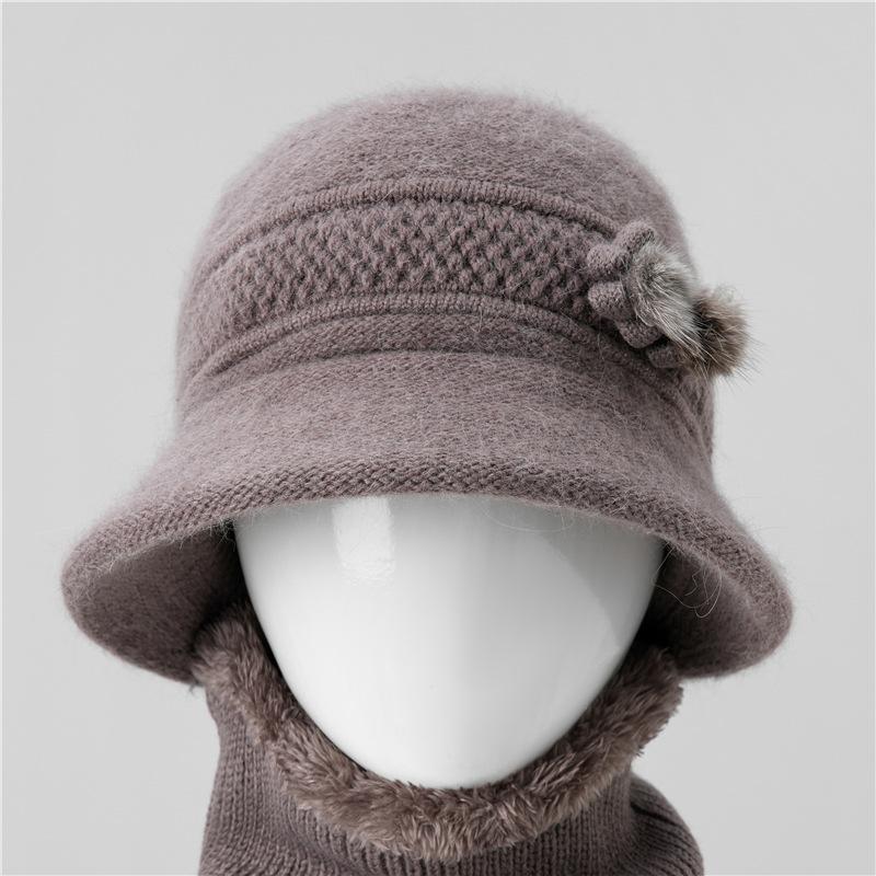 Hat Female Mother Day Thickened Thermal Hat Grandmother Old Lady Rabbit Wool Knitted Hat Cold Proof