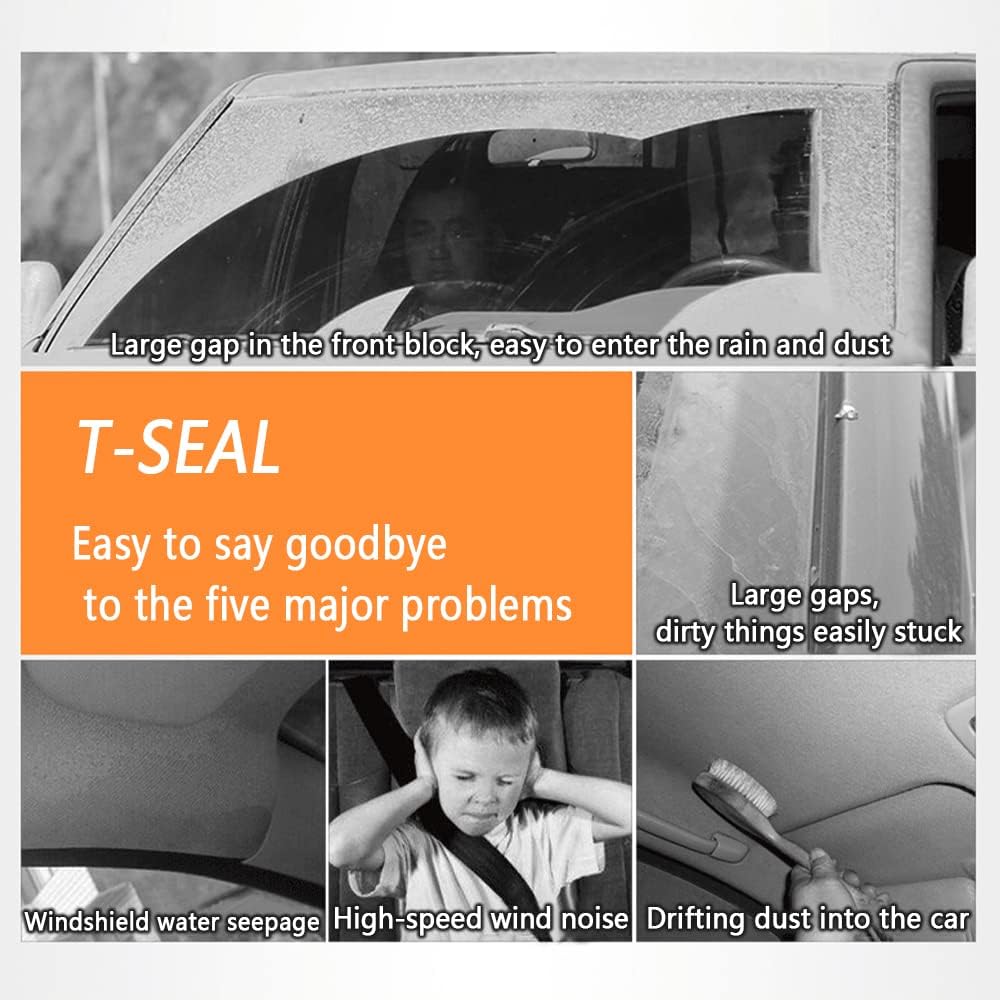 16.4Ft Car Weather Stripping,T-Shape Cuttable Car Windshield Trim Sunroof Seal With Self Adhesive,Waterproof Rubber Edge Trim For Cars Trucks