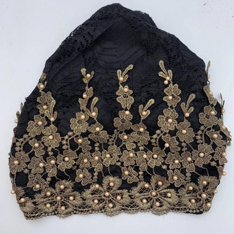 Breathable Lace Beading Turban Hat Summer Female Head Wraps Caps Muslim Women Headscarf Bonnet Ready to Wear Inner Hijabs