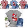 Women Santa Claus Dabbing Print T-shirt Soft Comfortable Christmas Short Sleeve Tee