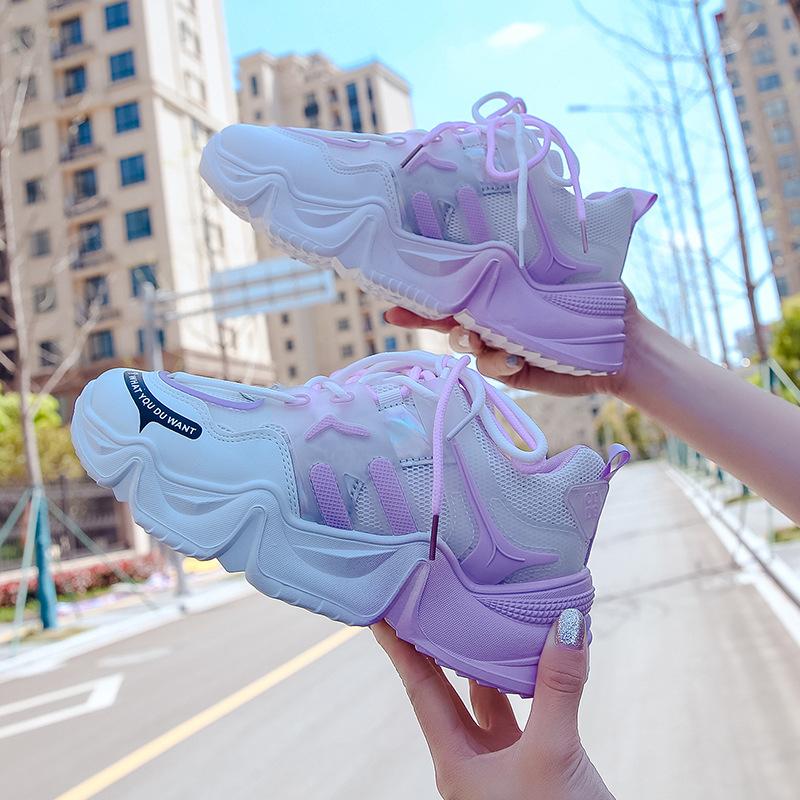 Fashion Casual Colorful Sports Running Hiking Shoes 2025 Spring Summer New Breathable Gradient Dad Shoes Fashion Casual Women's Shoes