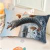 Sea Bass And Fishing Scene Cushion Cover Rectangle Pillow Case Printing Bedside Sofa Room Home Decoration Pillowcase