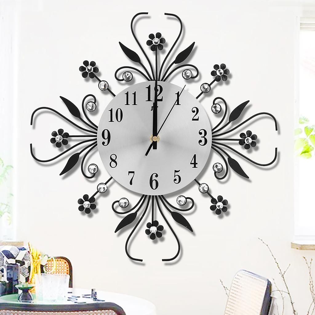 Iron European Style FlowerShaped Wallmounted Clock Hanging Wall Clock