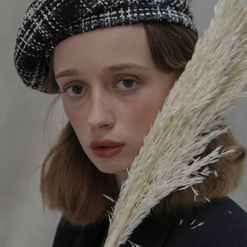 poesiedame tweed beret_black and white