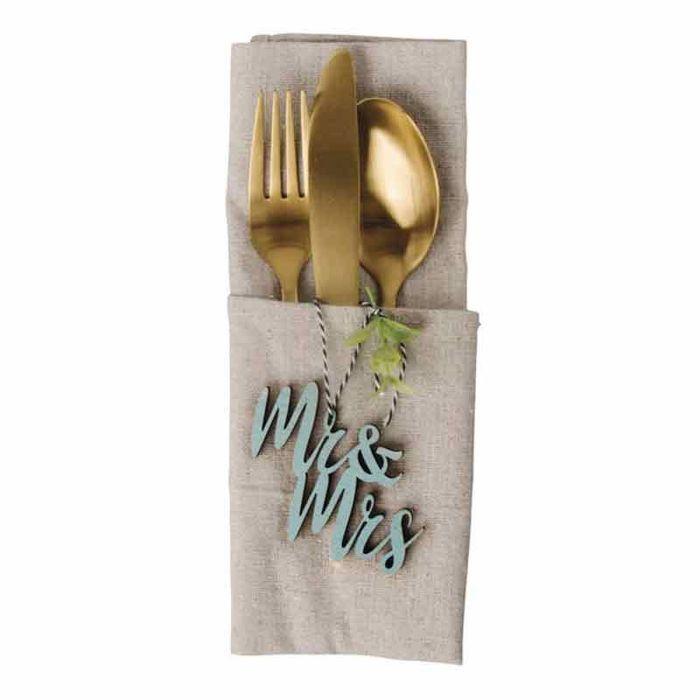 Mini - écriture bois "MretMrs",FSC MixCred, nature, 7x6,2x0,3cm, 4 pces