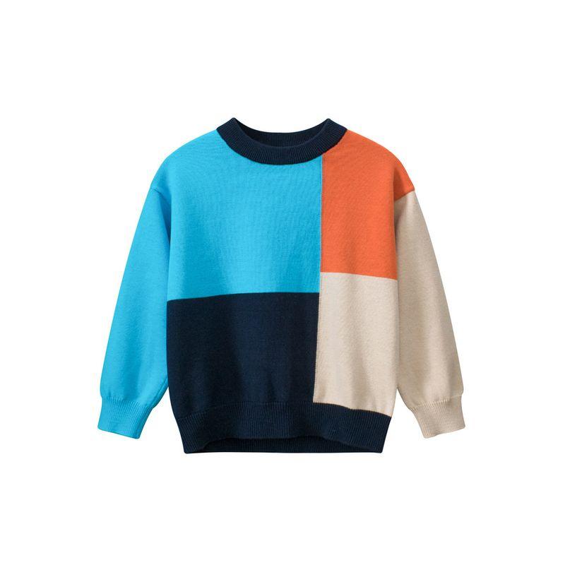 27Kids Children s Clothing Autumn and Winter Children s Round Neck Sweater Boys Color-Blocked Knitwear Baby Pullover Sweater My3453 Color 90