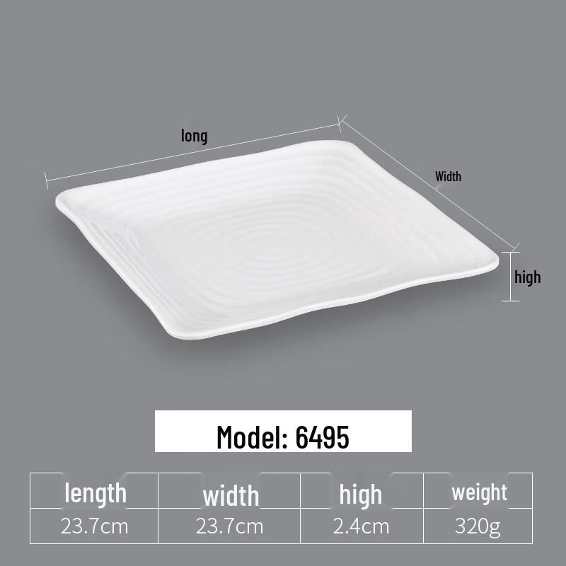 Yi Pan White Melamine Square Divided Plates, 5-Pack