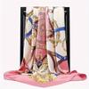 Printed Silk Scarf for Women Versatile Thin Simulation Silk Scarf 90*90cm Large Square Scarf