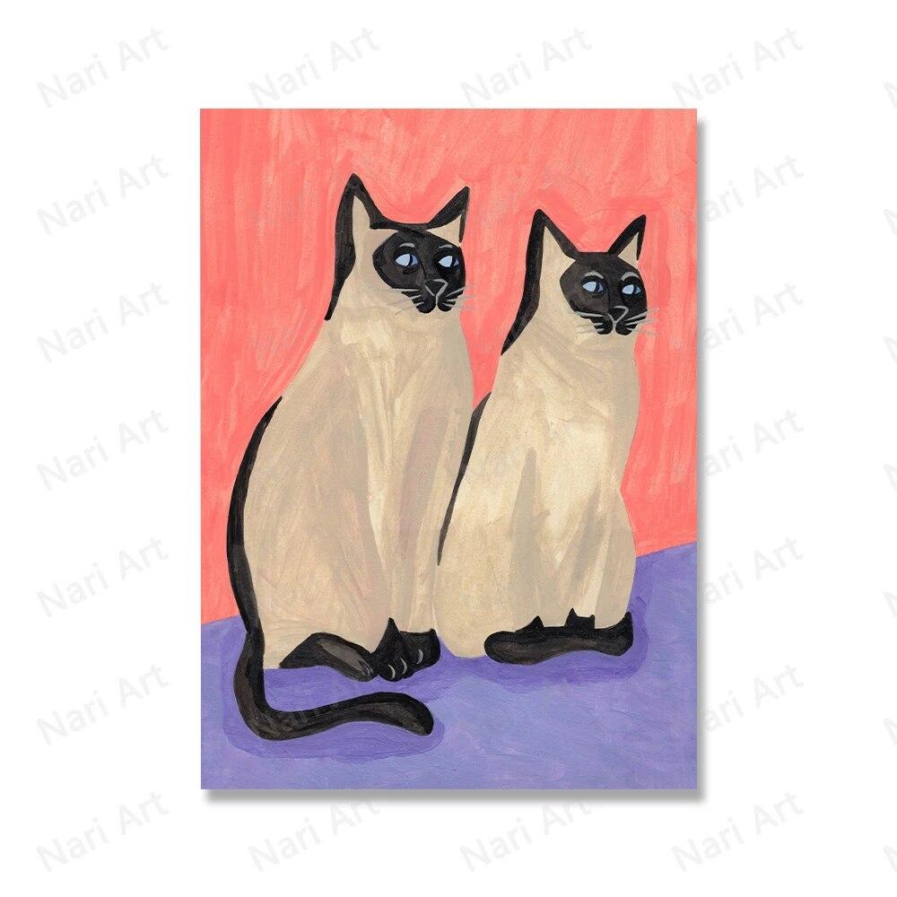 Funny Cats Posters Don't Wake French Cat Canvas Painting Cartoon Animals Wall Art Print Pictures for Living Room Home Decoration No Frame