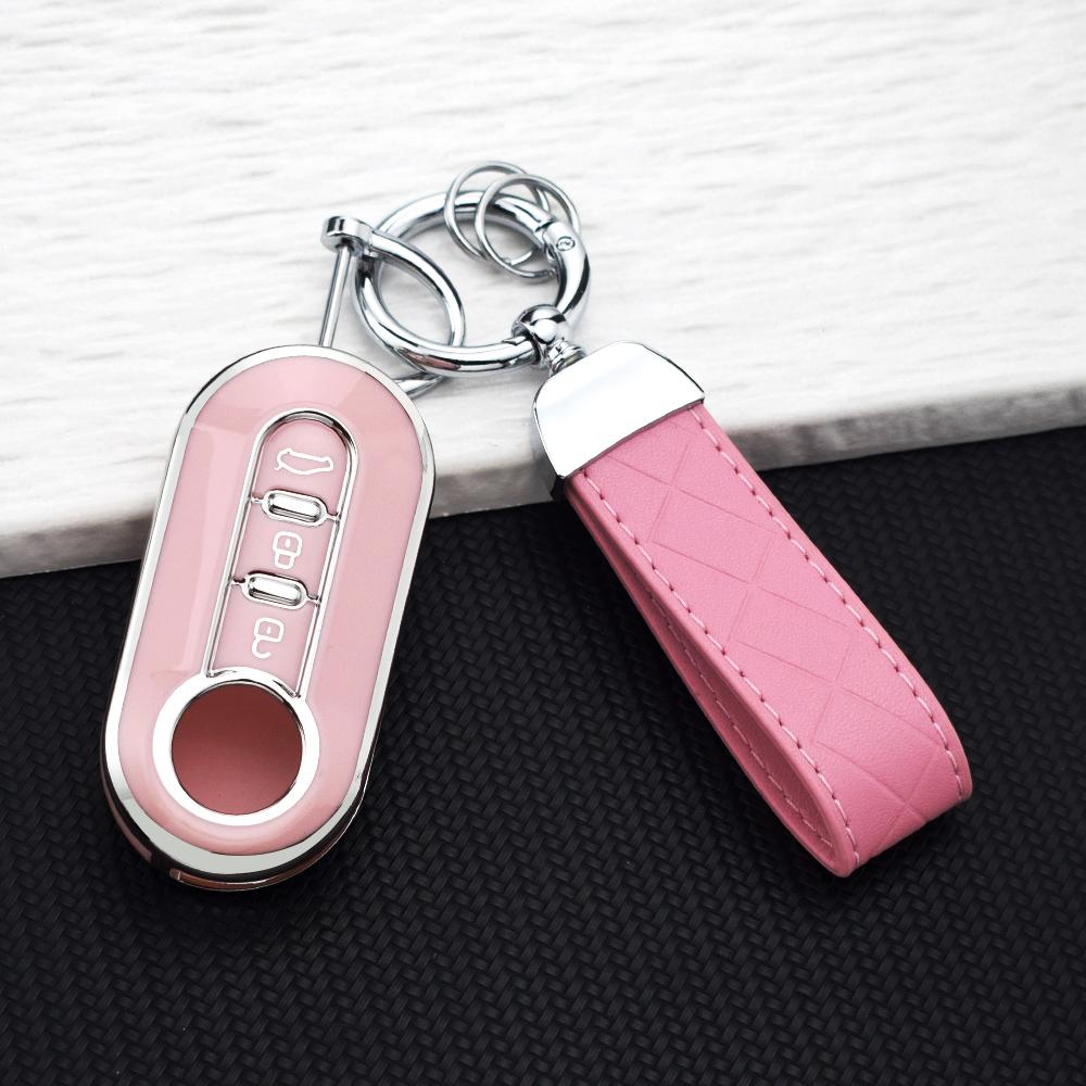 Car Key Case for FIAT Panda 500 Punto Ducato Lancia Musa Citroen Jumper Peugeot Boxer TPU Flip Cover Keychain Auto Accessories