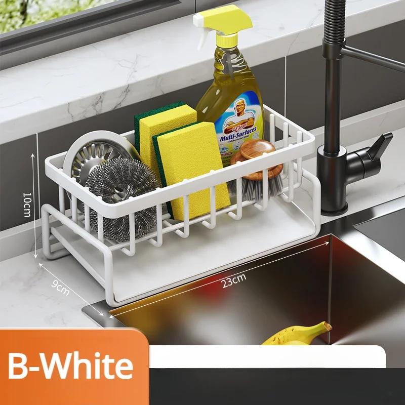 Kitchen Sink Drain Rack Sponge Storage Faucet Holder Soap Space Aluminum Drainer Shelf Basket Organizer Bathroom Accessories