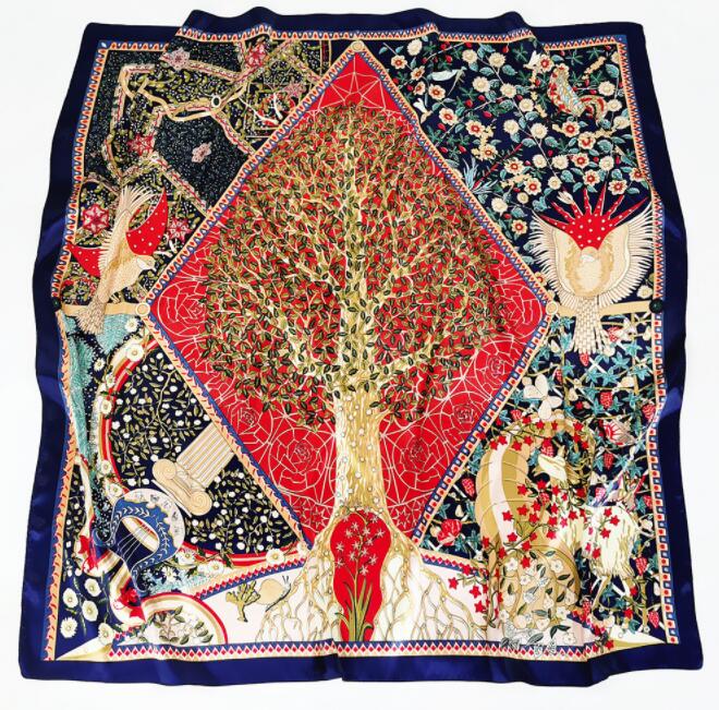 New Designs 90*90cm Square Silk Scarves Women Foulard Head Scarf Ladies Shawl Wrap Bandanna Female Chiffon Hijab Beach Scarf