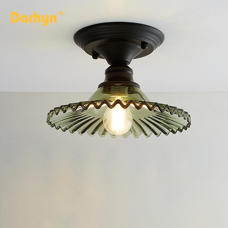 Retro Glass Ceiling Light Single Head Glass Cover Aisle Lighting Bedroom Corridor Staircase Balcony Creative Decor Lighting