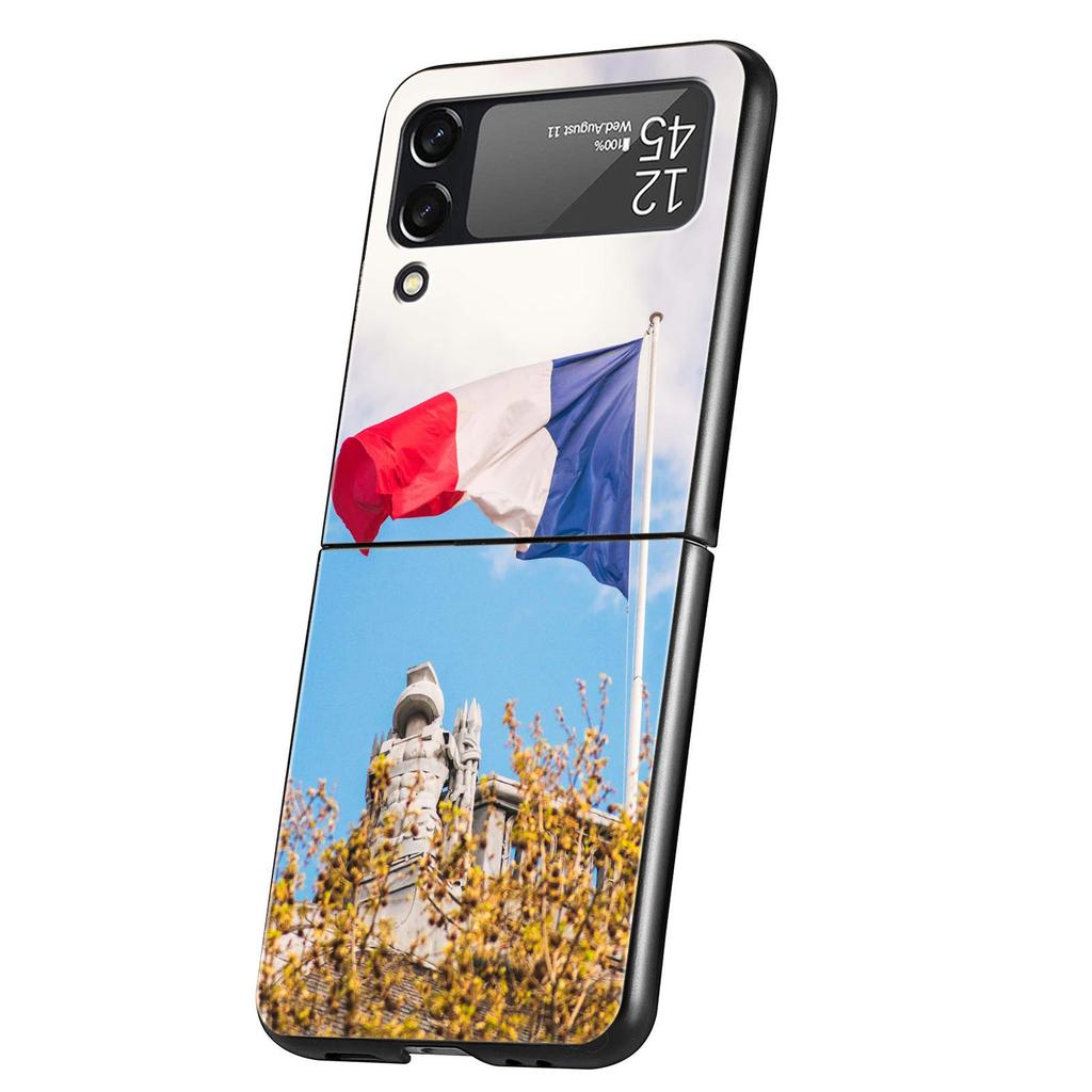 Phone Case for Samsung Galaxy Z Flip 3 4 5 6 Folding Black Shell National Flag RU FR UK For Samsung Z Flip4 Flip5 PC Hard Cover