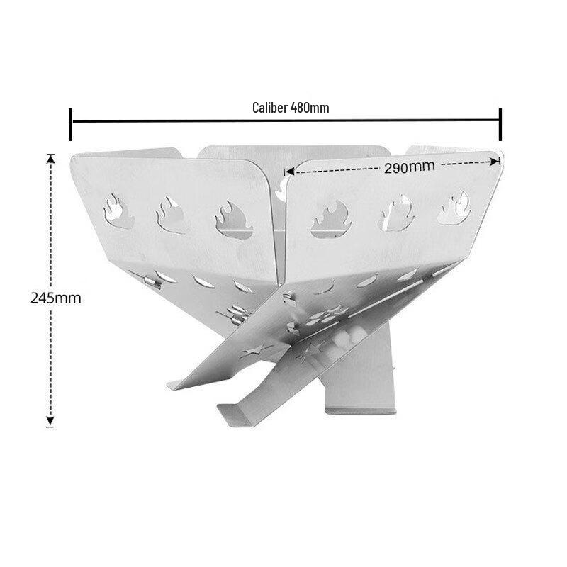 OEING Foldable Stainless Steel Camping Fire Pit with Grill Grate and Carry Bag