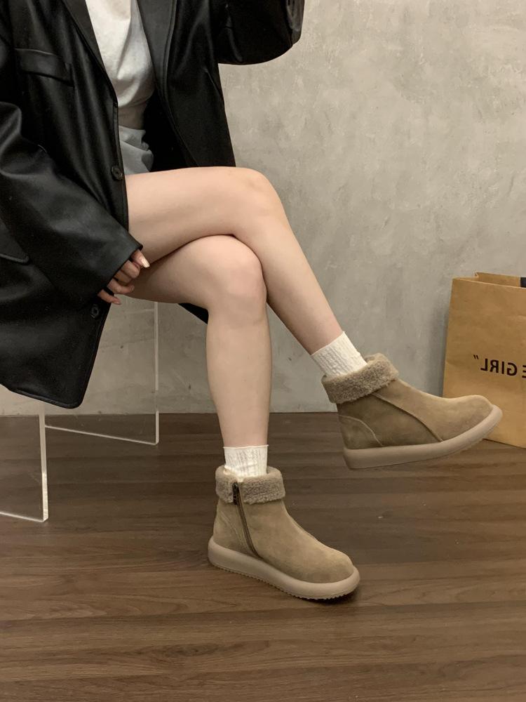 

French retro matte lamb wool warm snow boots women s 2025 winter new velvet short boots cotton boots 39