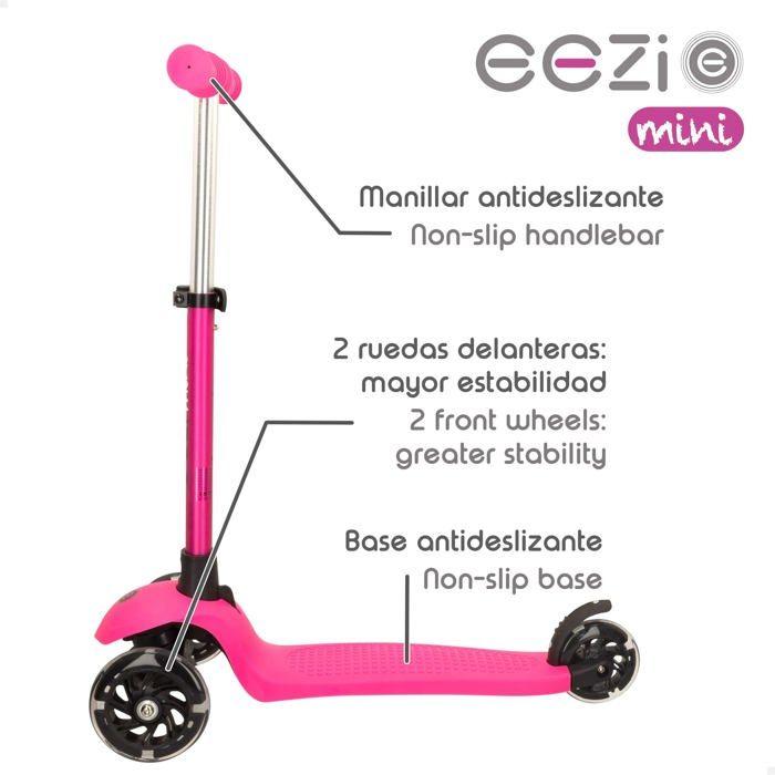 Trottinette 3 roues aluminium - COLORBABY - Fuchsia - Guidon réglable - Frein arrière - Antidérapant