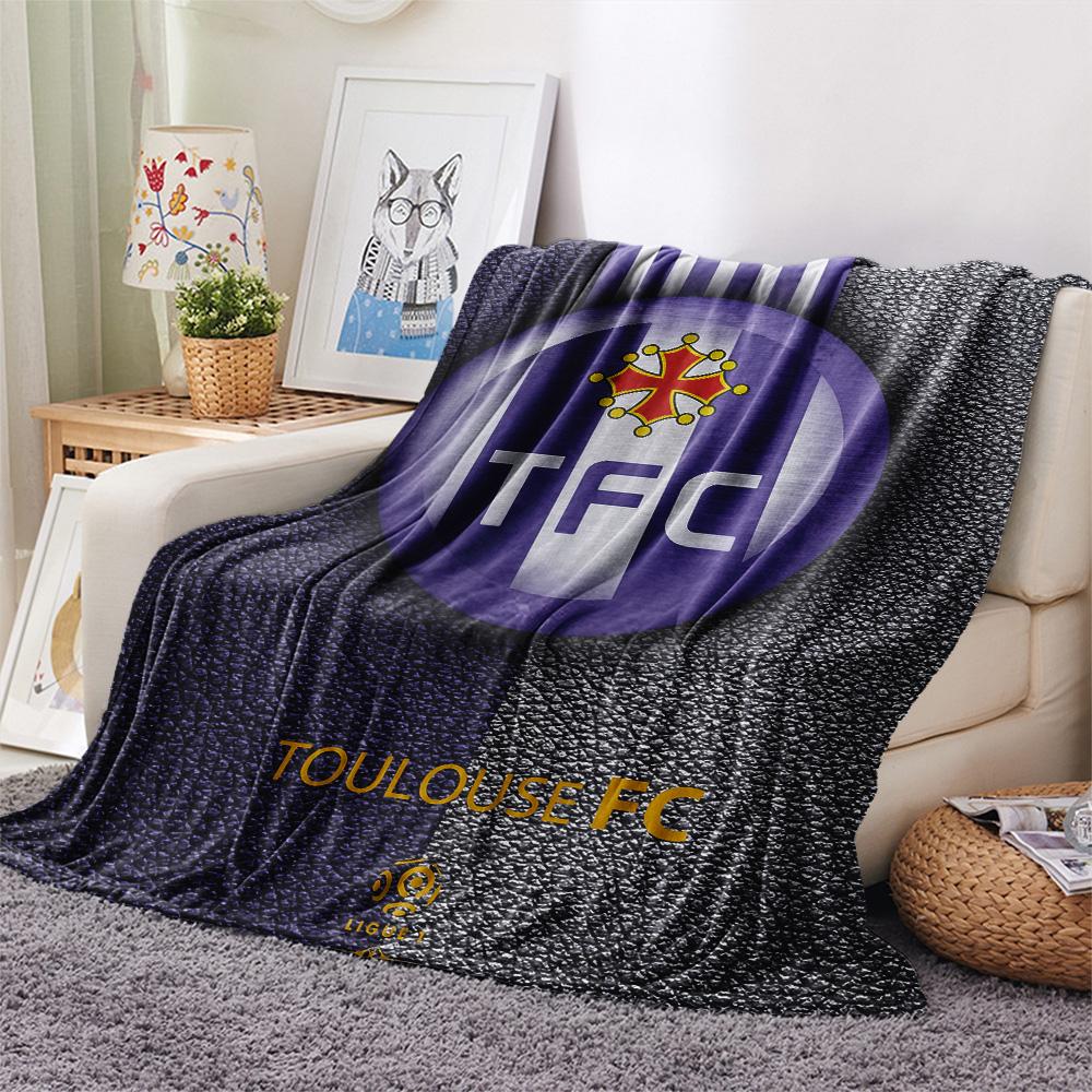 Toulouse Football Club Flanelldecke mit Aufdruck, Hohe Qualität, Bequem für alle Jahreszeiten, Heimdekoration, Wärme und Komfort