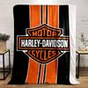 Bold Orange Vertical Stripes with a Harley-Davidson Logo On a Black Background. for All Seasons Blanket Lunch Break Throw Gift