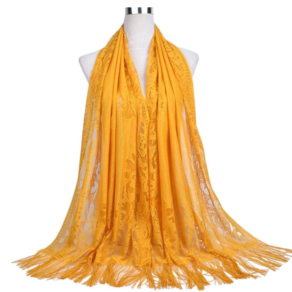 Women Girls Headwear Headscarf Luxury Head Scarves Hijab Shawl Scarf Hollow Tassel Scarf Head Wrap