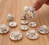 1:12 Scale Dollhouse Miniature Ceramic Tea Set (17 Pcs) - Tiny Toy Soldiers & Dollhouse Accessories for Miniature Scene