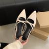 Women's bag head half slippers women's summer wear pointed head temperament soft leather flat bottom sandals