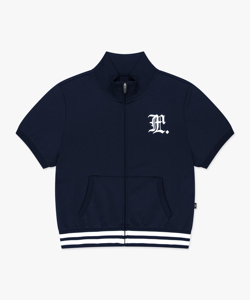 LMC Wm Gothic Football Short Slv Zip-Up Navy