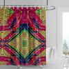 Abstract Symmetrical Shower Curtain-bright Red with Multi-color Geometric Pattern, Modern Bathroom Decoration