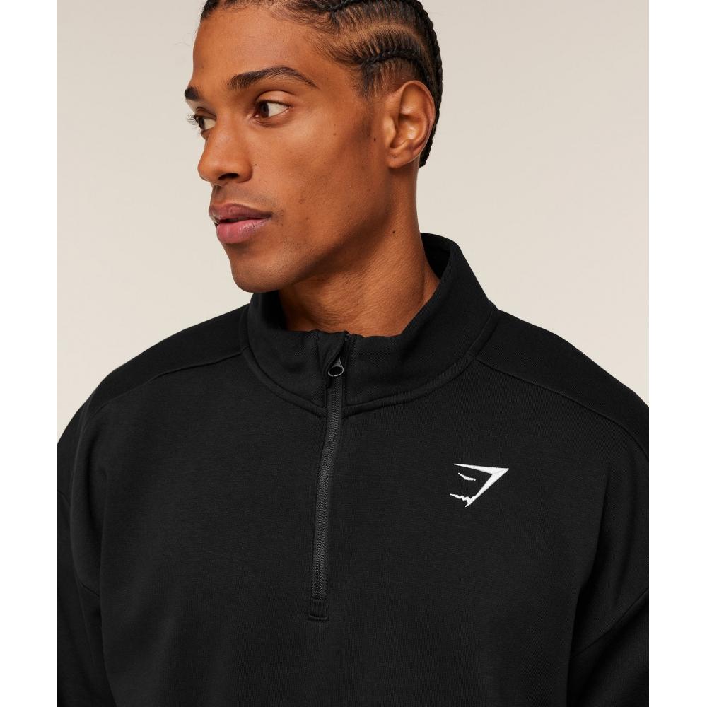 Gymshark Crest 1 4 Zip Gs Black A4c3s Bb2j