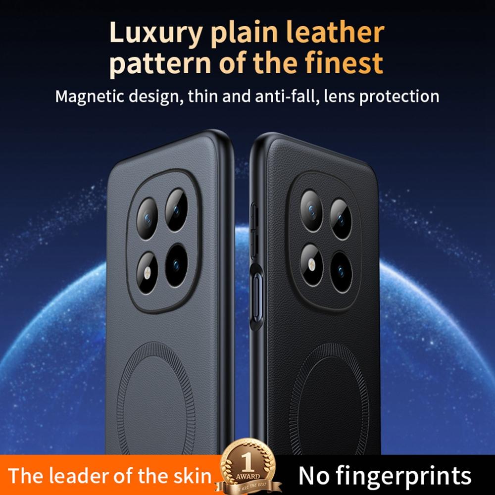 Für Xiaomi Redmi Note 15 Pro 4G (Global) Magnetische Hülle Lederbeschichtete TPU + PC Handyhülle
